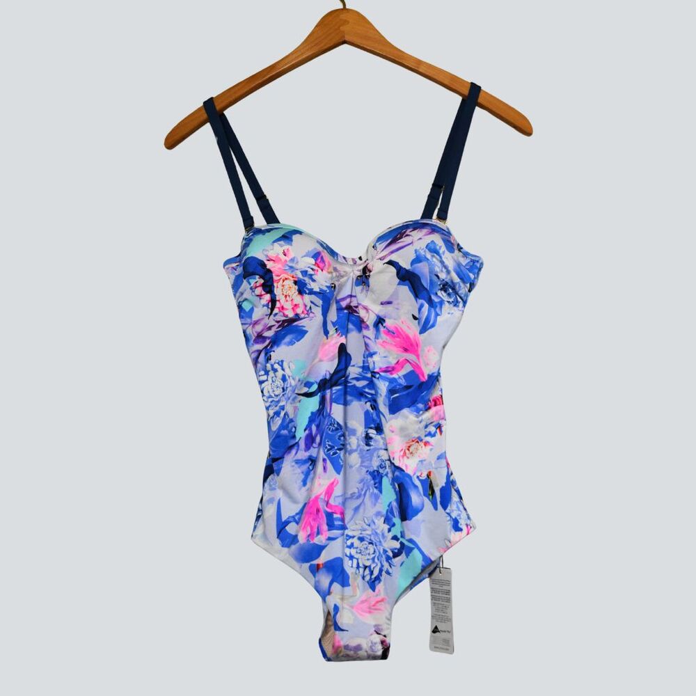 AQUA BLU Women Floral One Piece Swimsuit Size 4 Ruched Sweetheart NWTSize 4